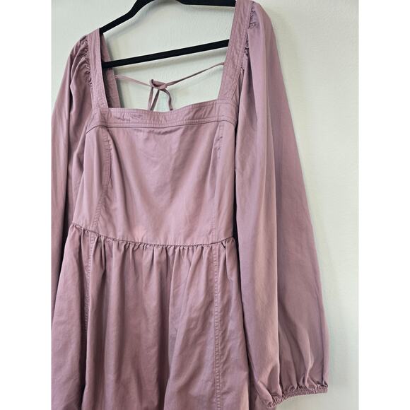 Ava & Viv Mauve Cottagecore Dress 2X Peasant Long Sleeve Pockets Soft Cotton - Picture 2 of 8